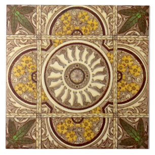 Repro c.1885 Malkin Sunflower Eastlak esthetisch Tegeltje