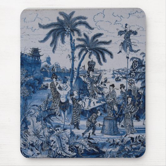Repro Chinoiserie Delft Blue en White Tegel Muismat (Voorkant)