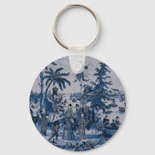 Repro Chinoiserie Delft Blue en White Tegel Sleutelhanger