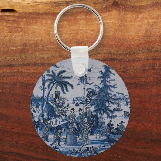 Repro Chinoiserie Delft Blue en White Tegel Sleutelhanger (Achterkant)