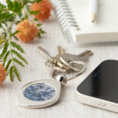 Repro Chinoiserie Delft Blue en White Tegel Sleutelhanger (Zijkant)