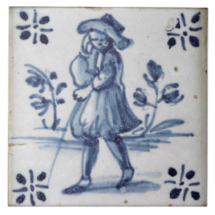 Repro Deftware Man Blue Delft Tegel Tegeltje