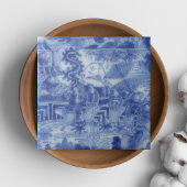 Repro Delft Tegel Chinoiserie Decoupage Blauw Wit Tegeltje