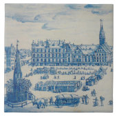 Repro Delft Tile Nuremberg Town Square Blue Tegeltje (Voorkant)