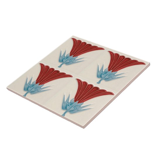 Repro Duitse Art Nouveau Jugendstil Flower Tegel Tegeltje (Zijkant)