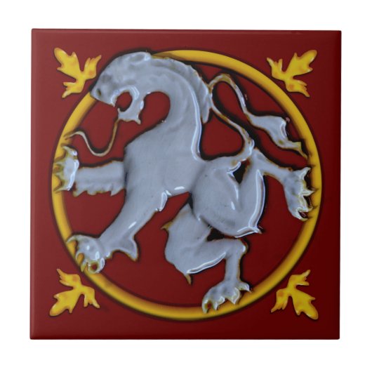 Repro Gothic Rampant Lion Tile (Facea links) 1 van Tegeltje (Voorkant)