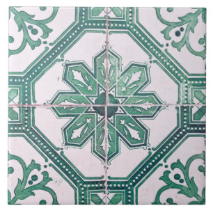 Repro Green and White Majorca Tile Tegeltje