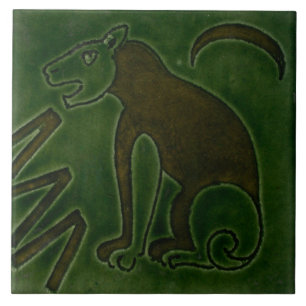Repro Groene Leeuw Vogel De Morgan tegels Tegeltje