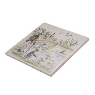 Repro Hyde Park Pond ducks London Victoriaans Tege Tegeltje