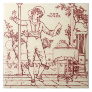 Repro Maw Crane Little Tommy Tucker Nursery Rhyme Tegeltje