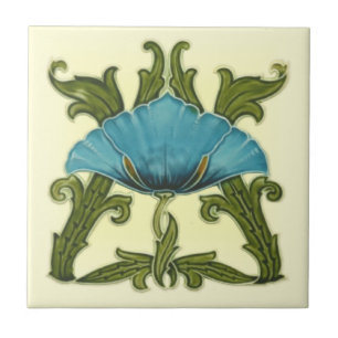 Repro Minton Art Nouveau Ceramic Blue Floral Tile Tegeltje