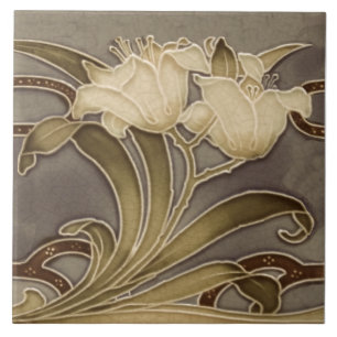 Repro Minton Art Nouveau Lillies (Neutrals) Border Tegeltje