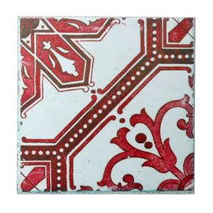 Repro Portugais Rouge Géométrique Azulejos Carreau