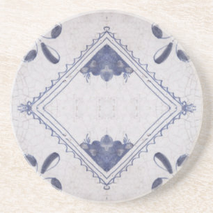Repro Portugees bloemmotief blauwe azulejo-tegel Zandsteen Onderzetter