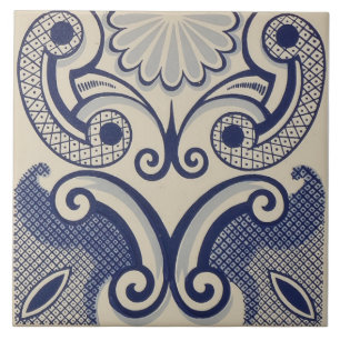 Repro Portugese Blue Geometric Azulejos Floral Tegeltje