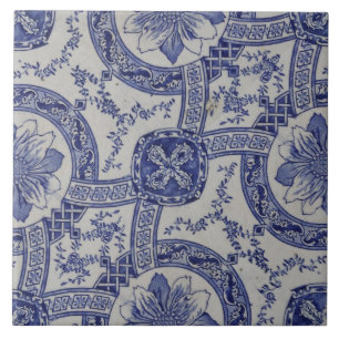 Repro Portugese Blue Geometric Azulejos Floral Tegeltje