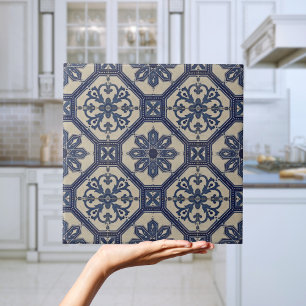 Repro Portugese Blue Geometric Azulejos Tile Tegeltje