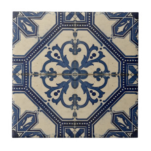 Repro Portugese Blue Geometric Azulejos Tile Tegeltje
