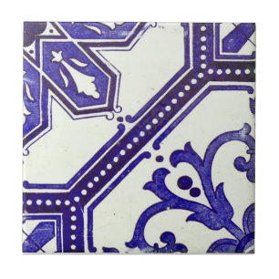 Repro Portugese marineblauw Geometric Azulejos Teg Tegeltje