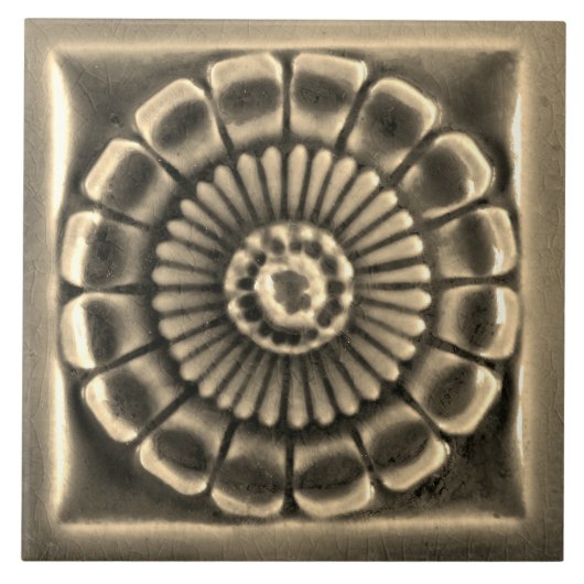 Repro Spain Azulejos Faux relief Grey Floral Tile Tegeltje (Voorkant)