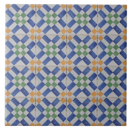 Repro Spain Geometric Azulejos Blue Tegel Tegeltje (Voorkant)