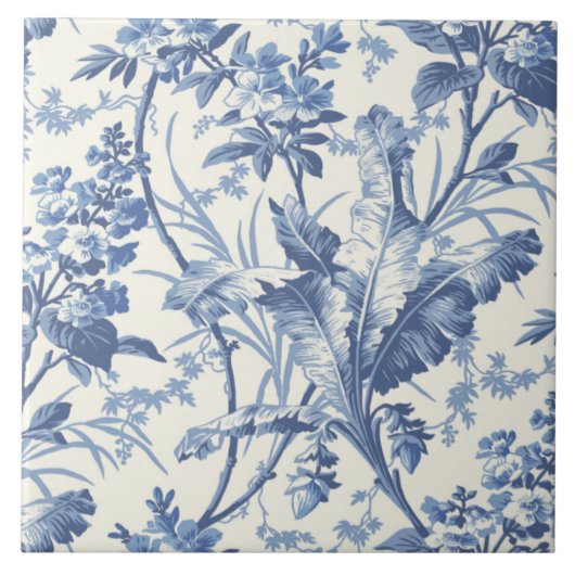 Repro Traditional Floral Blue Delft Tegeltje (Voorkant)
