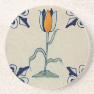 Repro Traditionele gele Tulp Delft Tegel Zandsteen Onderzetter