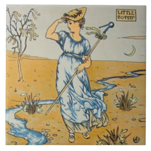 Repro Walter Crane Bo Peep Nursery Rhyme Tegeltje