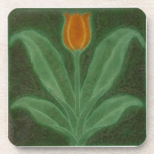 Repro Yellow Green Tulip Art Nouveau Tegel Bier Onderzetter