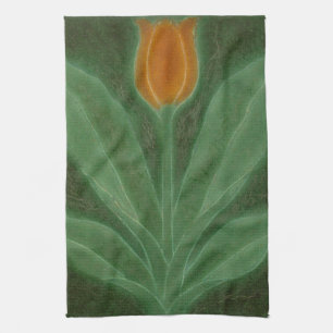 Repro Yellow Green Tulip Art Nouveau Tegel Theedoek
