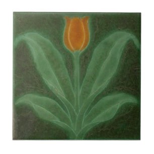 Reproductie Geel Groene Tulp Art Nouveau Tegel Tegeltje