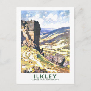 Reproductie van een oude reisposter voor Ilkley in Briefkaart