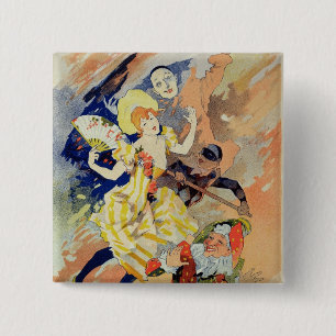 Reproductie van een poster voor een pantomime, 189 vierkante button 5,1 cm