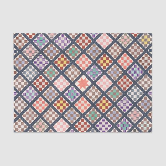 Reproductie van een  Quilt uit 1886 Tissuepapier (Voorkant)