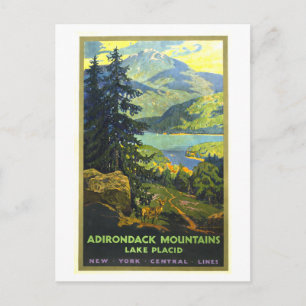 Reproductie vintage reisposter Adirondacks en Lake Briefkaart