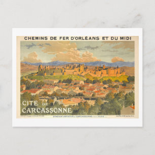 Reproductie vintage reisposter voor Carcassonne in Briefkaart