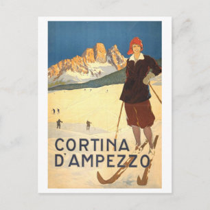 Reproductie vintage reisposter voor Cortina d'Ampe Briefkaart