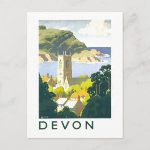 Reproductie vintage reisposter voor Devon Engeland Briefkaart