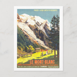 Reproductie vintage reisposter voor Mont Blanc in Briefkaart