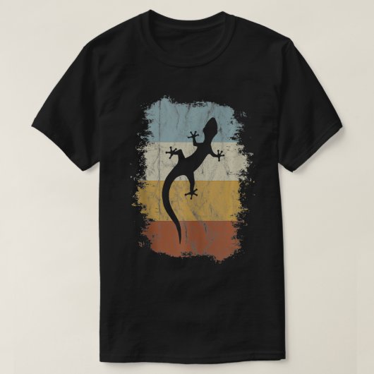 Reptiel 80s Retro Gecko Silhouette Lizard T-shirt (Design voorkant)