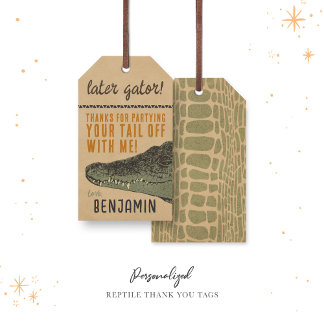 Reptiel Gepersonaliseerde Verjaardag Dank u Labels Cadeaulabel