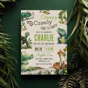 Reptiel Kinder 1e verjaardag Kaart