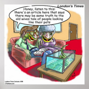 Reptiel Mensen Grappige Cartoon Poster