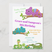 Reptiel Oerwoud Snake Turtle Birthday Uitnodiging (Voorkant)