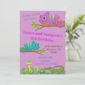 Reptiel Oerwoud Snake Turtle Birthday Uitnodiging (Staand voorkant)