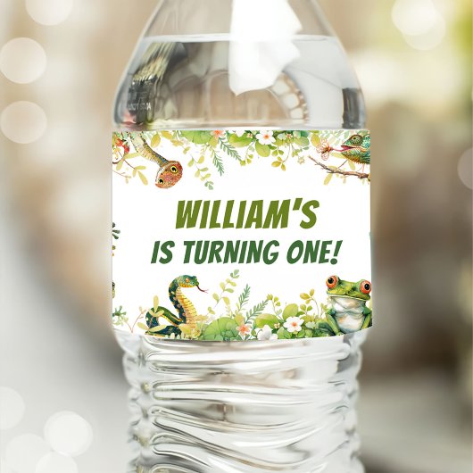 Reptiel Show verjaardagsfeestje Waterfles Etiket