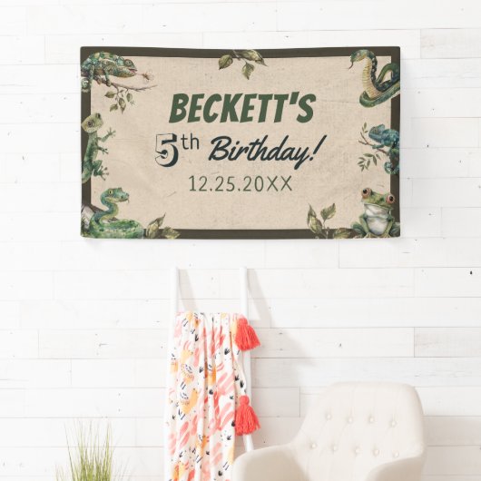 Reptiel thema Kind verjaardagsfeestje Spandoek (Insitu)