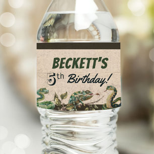Reptiel thema Kind verjaardagsfeestje Waterfles Etiket