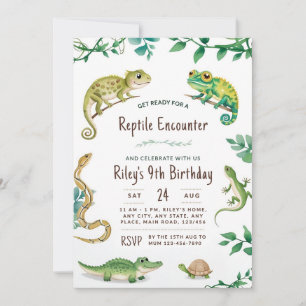 Reptiel Verjaardag Slang Party Nodig Digitale Uitn Kaart