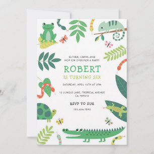 Reptiel verjaardagsfeest voor kinderen kaart